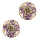 Zwischenstück mit getrockneter Blume 20mm - Gold-purple beige